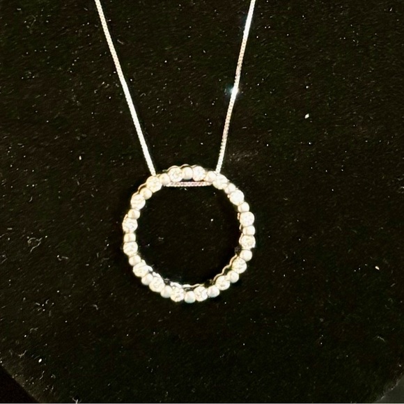 SOLD $2500 .50ct (1/2) Natural Diamond Circle Pendant 14kt White Gold - Picture 6 of 10